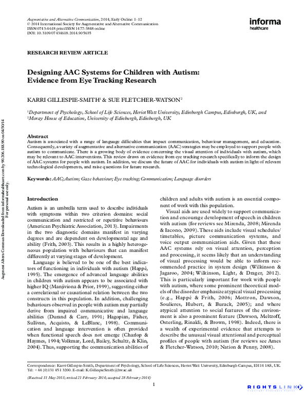 (PDF) Designing AAC Systems for Children with Autism: Evidence from Eye ...