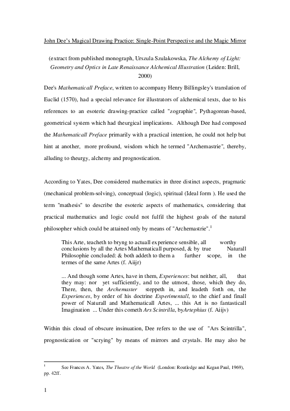 (PDF) John Dee’s Magical Drawing Practice SinglePoint Perspective and