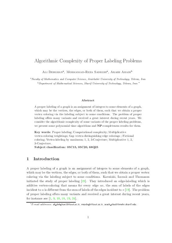 Algorithmic complexity of proper labeling problems