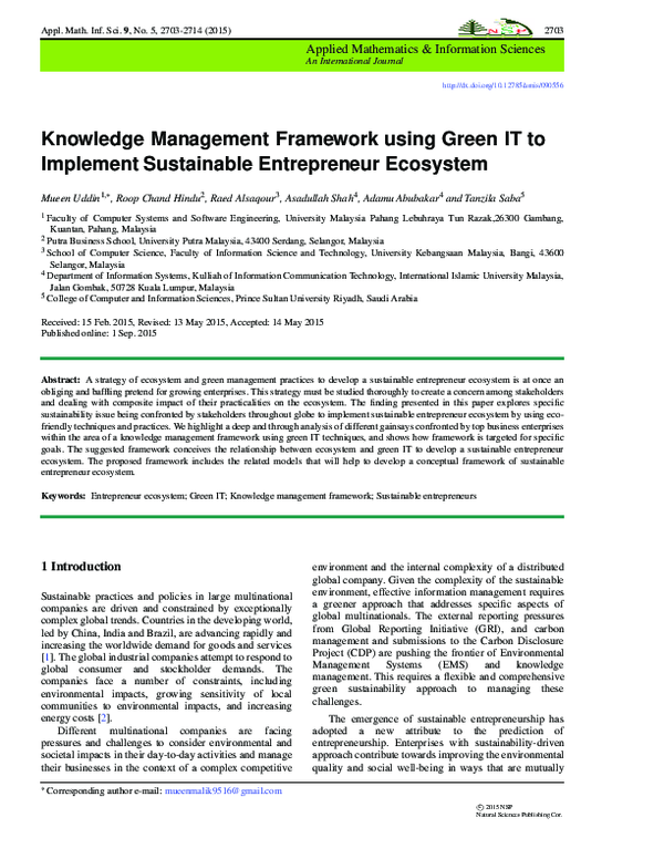 (PDF) Knowledge Management Framework using Green IT to Implement ...
