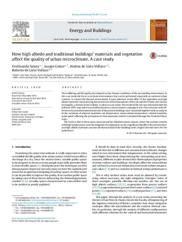 HOW HIGH ALBEDO AND TRADITIONAL BUILDINGS’ MATERIALS AND VEGETATION