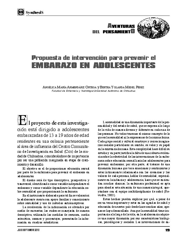 Pdf Embarazo En Adolescentes Marisol Hernandez Gonzalez