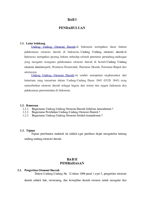 Jelaskan Peraturan Perundang Undangan Yang Mengatur Otonomi Daerah