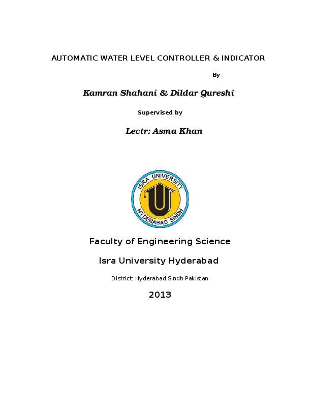 (DOC) AUTOMATIC WATER LEVEL CONTROLLER & INDICATOR chuku Austin