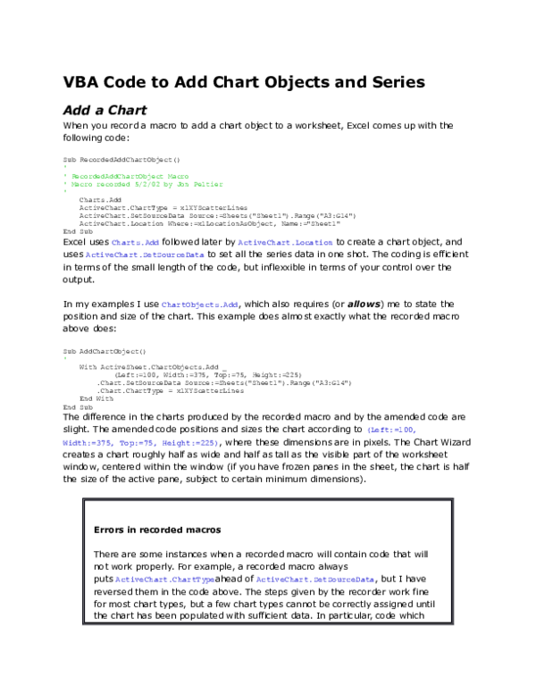 (DOC) VBA Code to Add Chart Objects and Series Add a Chart