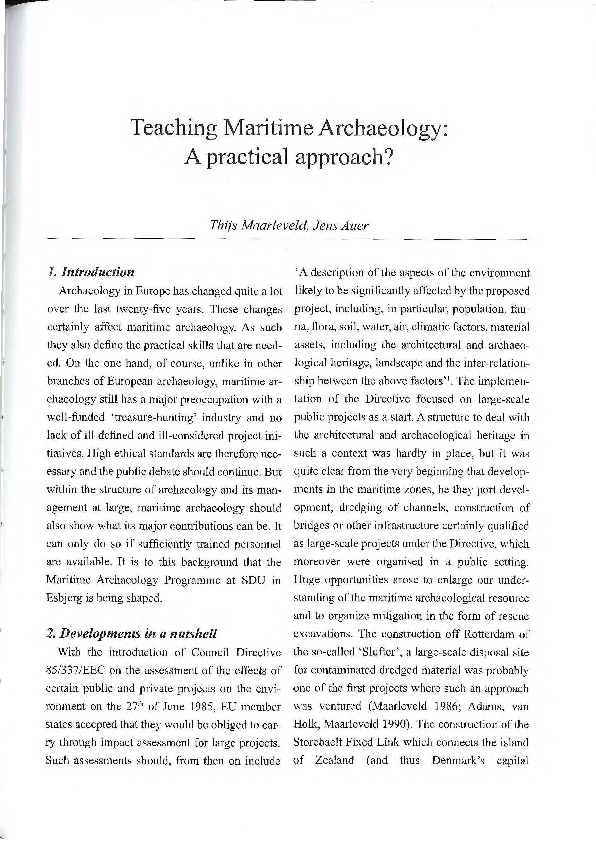  PDF Teaching Maritime Archaeology A Practical Approach Jens Auer And Thijs J Maarleveld 