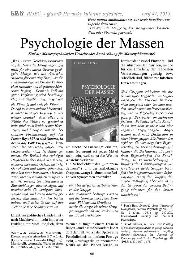 Psychologie Der Massen Zusammenfassung (PDF) Psychologie der Massen