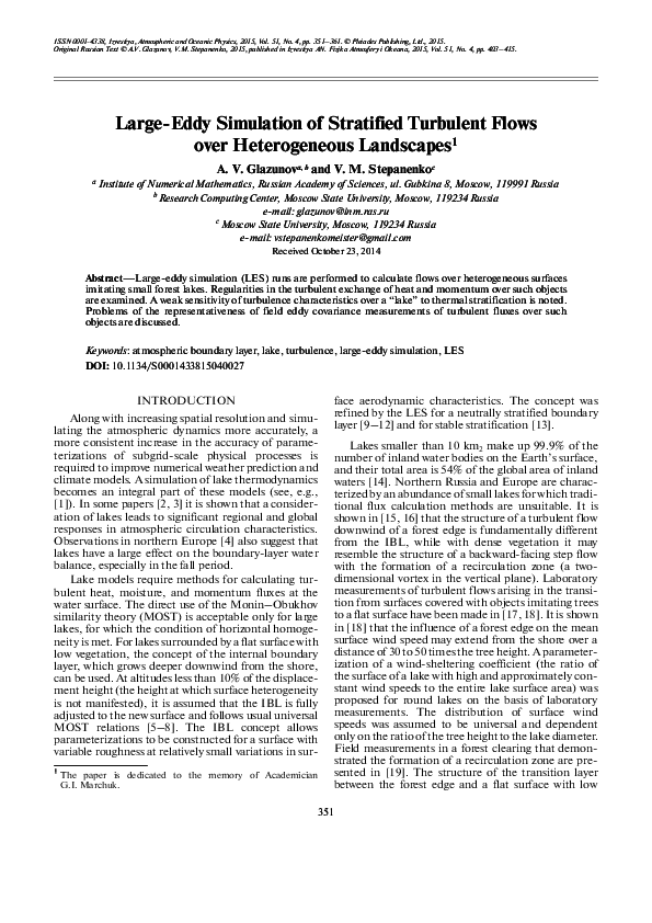 (PDF) Large Eddy Simulation of Stratified Turbulent Flows over ...