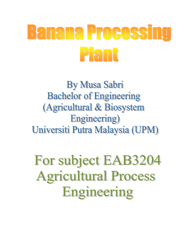 (PDF) Banana Chip Processing Plant Musa Sabri Academia.edu