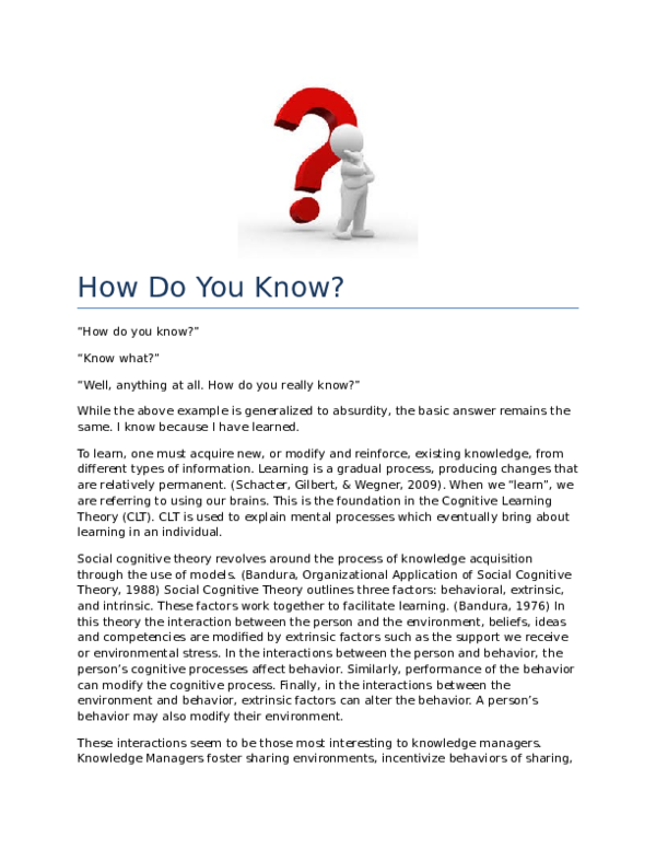 (DOC) How Do You Know?
