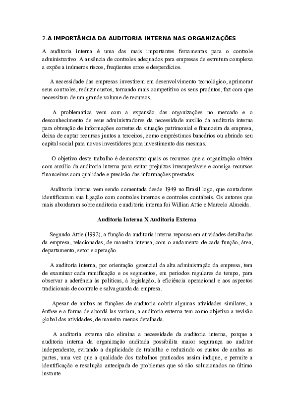 (DOC) 2.A IMPORTÂNCIA DA AUDITORIA INTERNA NAS ORGANIZAÇÕES