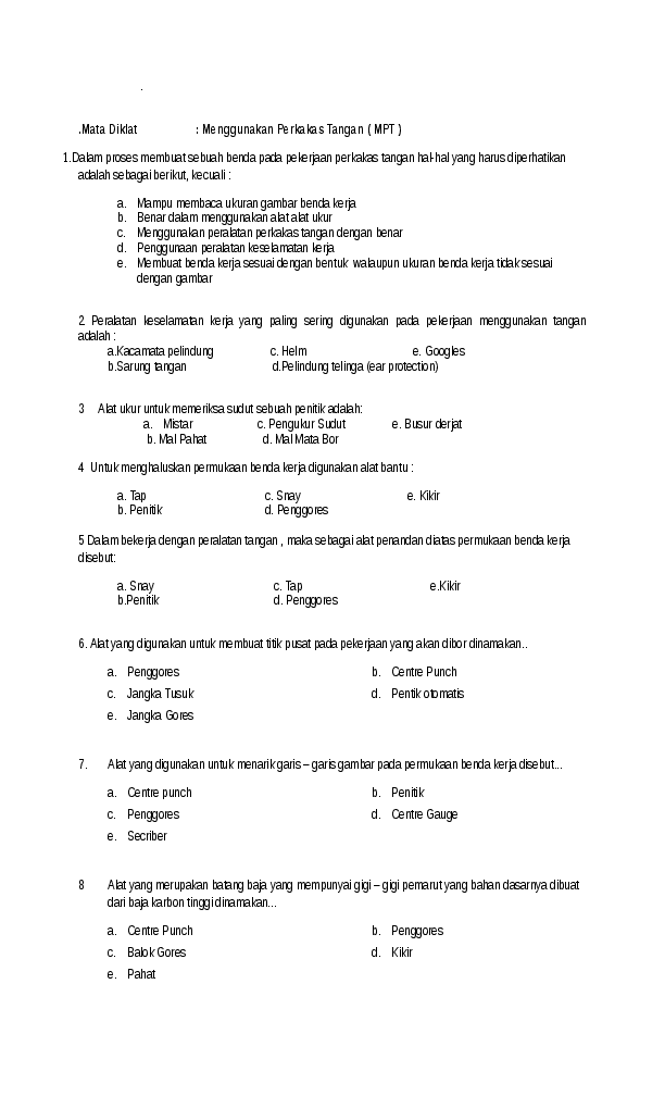 (DOC) KUMPULAN SOAL UJIAN KELAS 1 wahyu totok Academia.edu