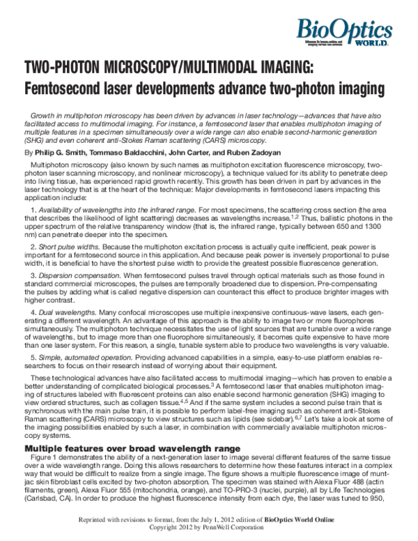 (PDF) Advancements in Two-Photon and Multimodal Imaging Techniques