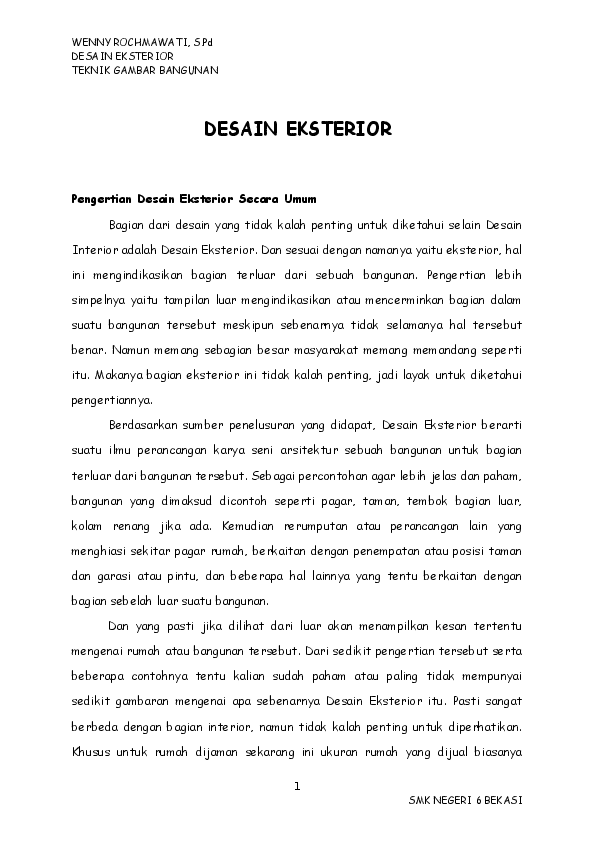 Doc Desain Eksterior Wenny Rochmawati Academia Edu