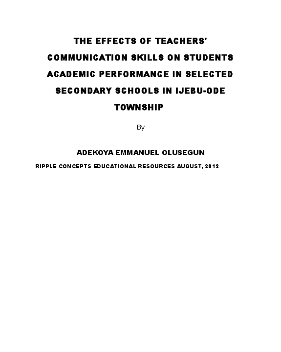 (DOC) The Effects of Teachers Communication Skills on Student Academic ...