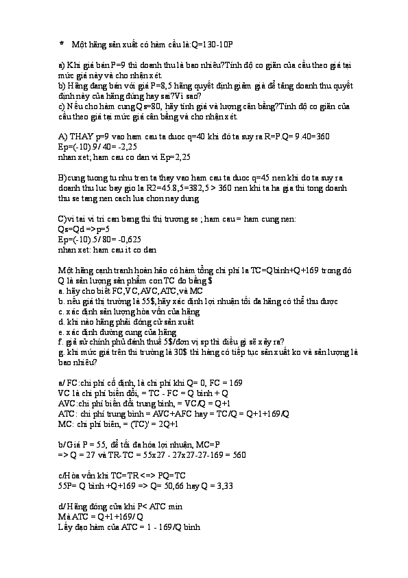 First page of “Bai tập kinh tế vi mo”