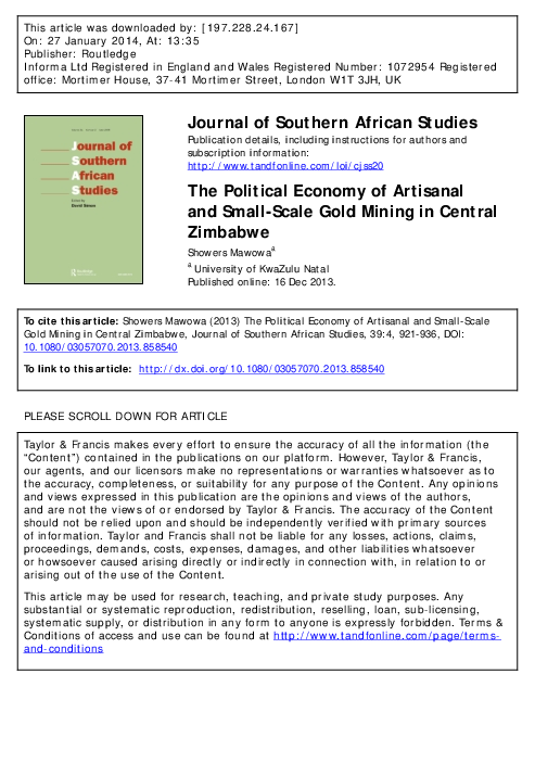 (PDF) The Political Economy of Artisanal and Small-Scale Gold Mining in