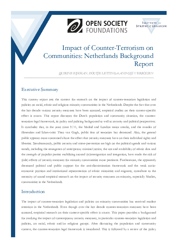 (PDF) Impact of Counter-Terrorism on Communities: Netherlands ...
