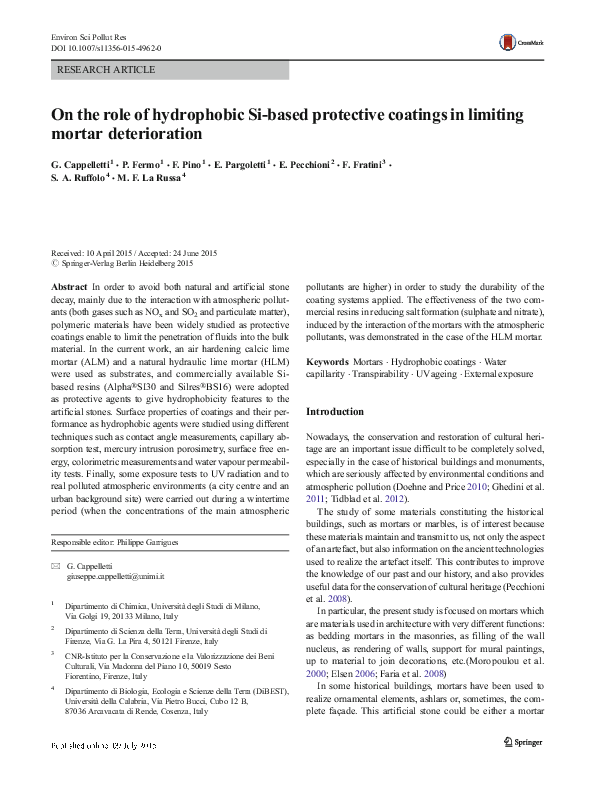 (PDF) Environ Sci Pollut Res DOI 10.1007/s1135601549620 RESEARCH — free download