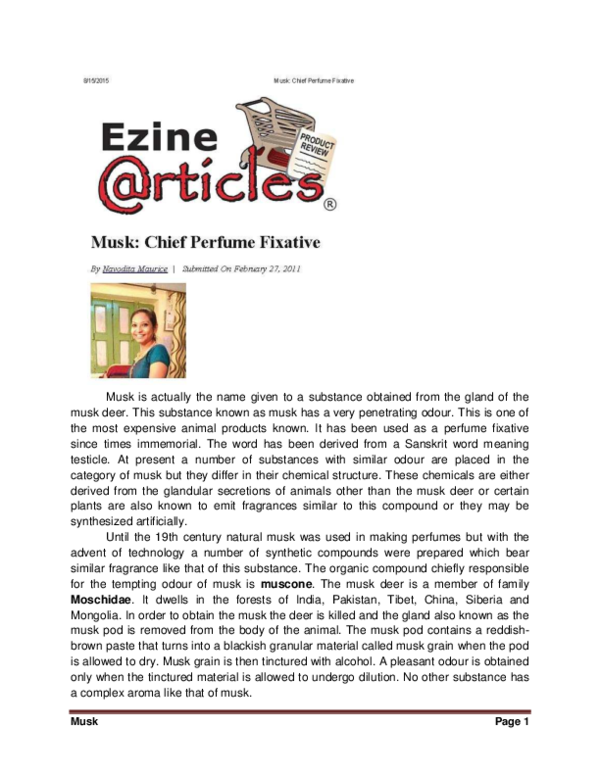 (PDF) Musk Chief Perfume Fixative Navodita Maurice Academia.edu