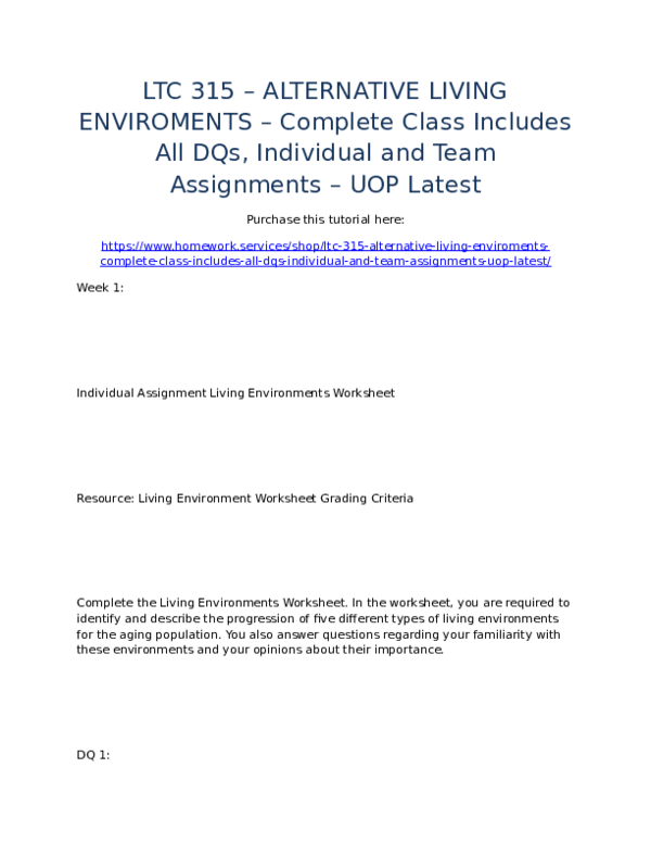 Essay about ltc 315 complete class all assignments and dqs 06 picture