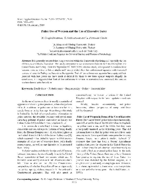 (PDF) Police Use of Weapon the Use of Excessive Force