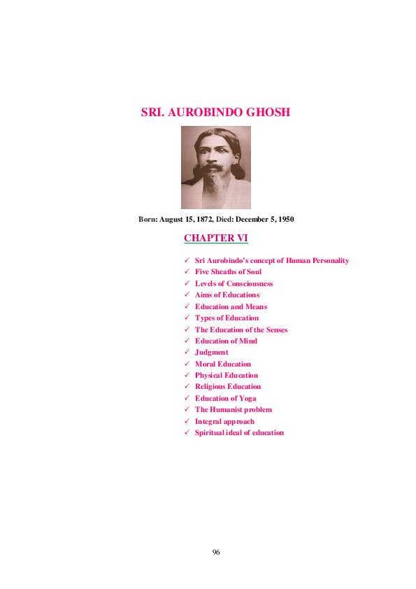 (PDF) Sri Aurobindo's concept of Human Personality Five Sheaths of Soul