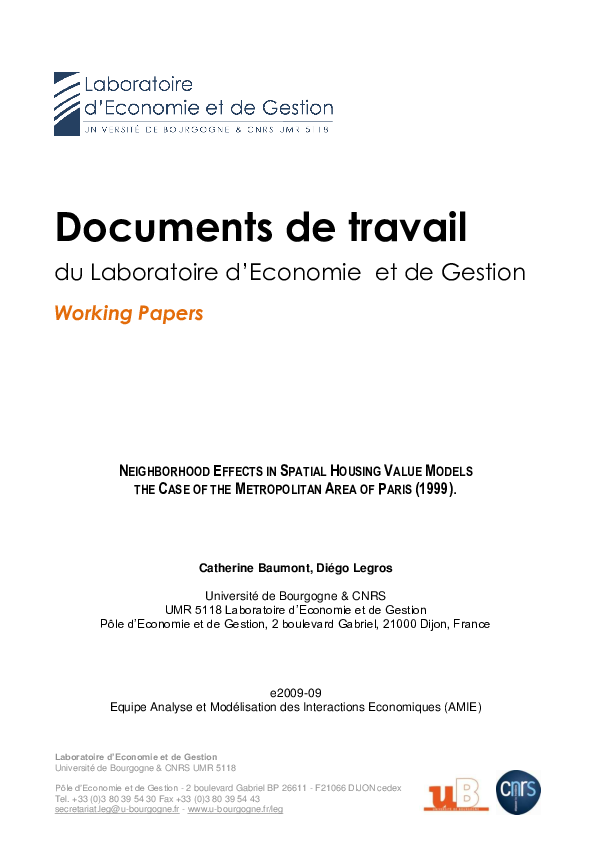 (PDF) NEIGHBORHOOD EFFECTS IN SPATIAL HOUSING VALUE MODELS. THE CASE OF ...