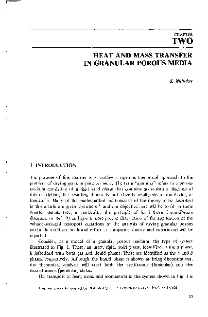 (PDF) Heat and mass transfer in granular porous media