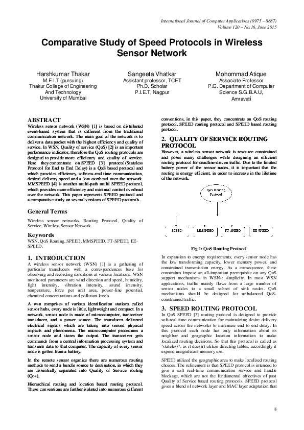 (PDF) Comparative Study of Speed Protocols in Wireless Sensor Network
