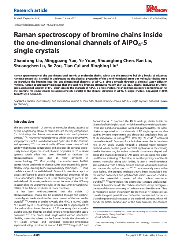 (PDF) Raman spectroscopy of bromine chains inside the one-dimensional ...