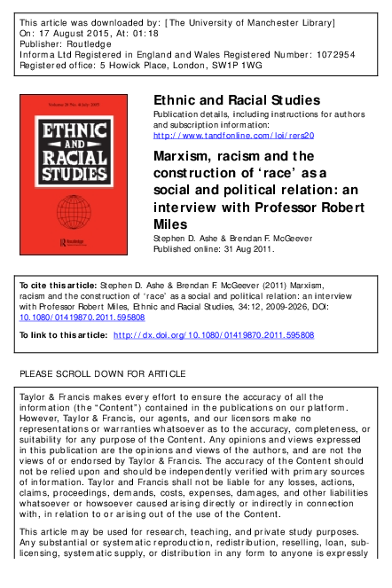 (PDF) Marxism, racism and the construction of ‘race’ as a social and ...