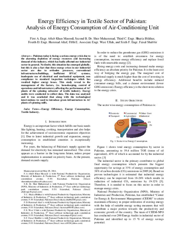 (PDF) Energy Efficiency in Textile Sector of Pakistan: Analysis of ...