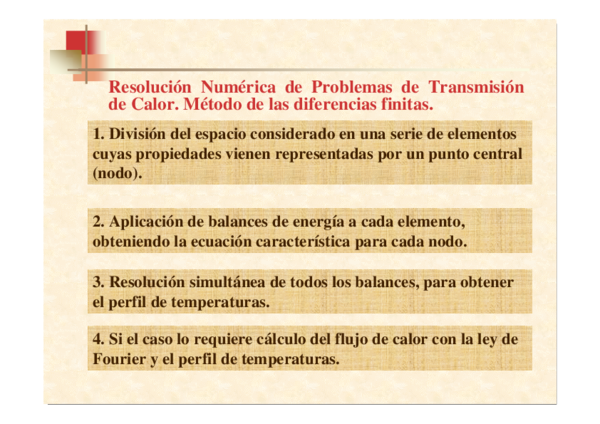 (PDF) Resolución Numérica de Problemas de Transmisión de Calor. Método