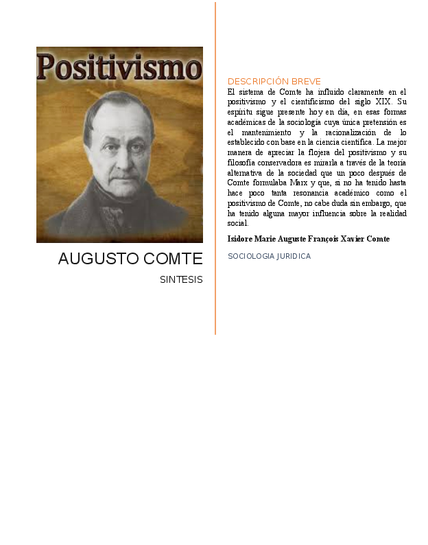 (DOC) AUGUSTO COMTE SINTESIS Descripción breve Alejandro Vallejo Academia.edu