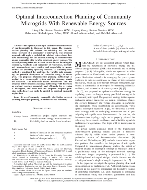 (PDF) Optimal Interconnection Planning of Community Microgrids With ...