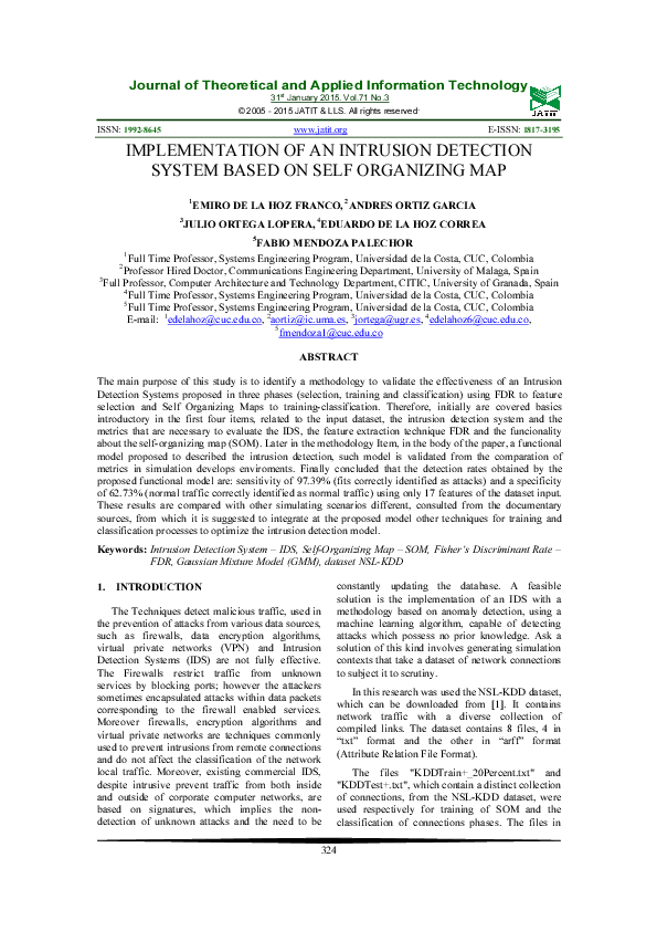 (PDF) IMPLEMENTATION OF AN INTRUSION DETECTION SYSTEM BASED ON SELF ...