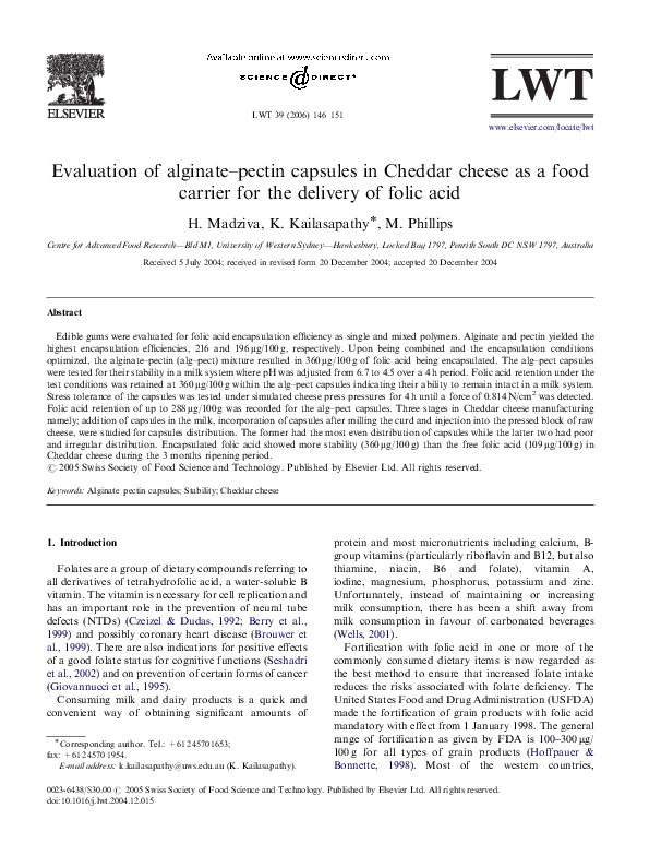 (PDF) Evaluation of alginate–pectin capsules in Cheddar cheese as a ...