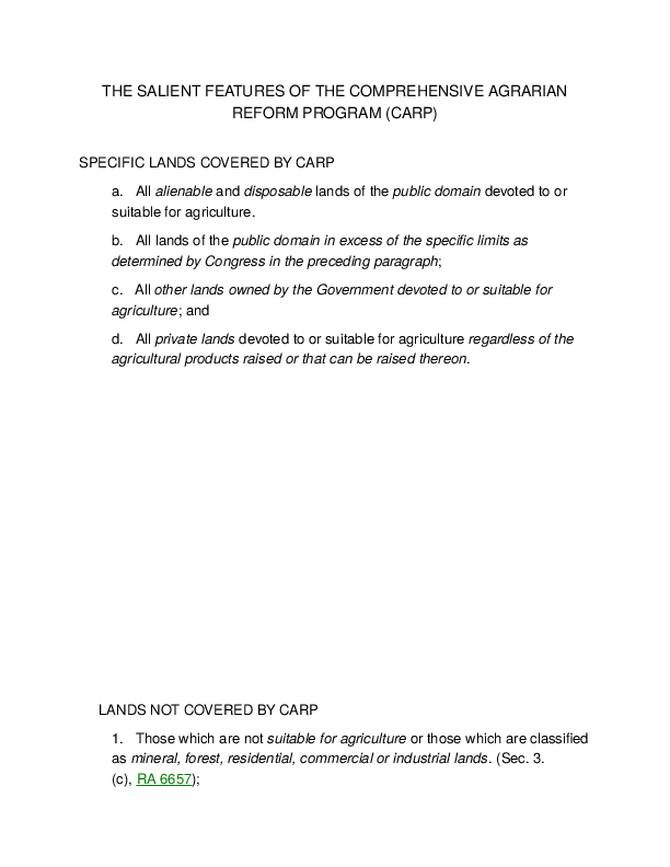 The Comprehensive Agrarian Reform Program