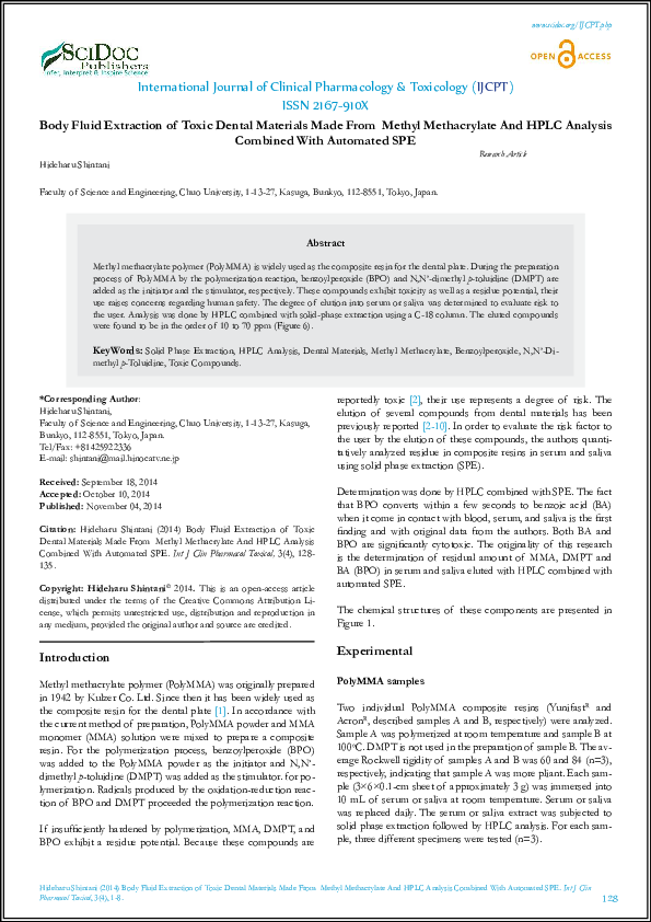 (PDF) Body Fluid Extraction of Toxic Dental Materials Made From Methyl