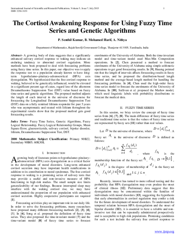(PDF) The Cortisol Awakening Response for Using Fuzzy Time Series and ...