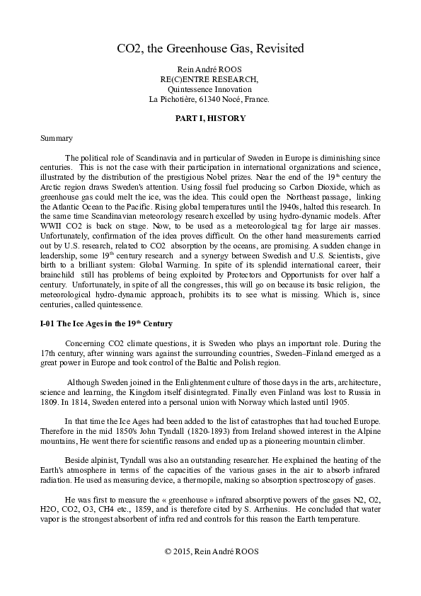 4-46(2015) CO2, the Greenhouse Gas, Revisited, Part I History