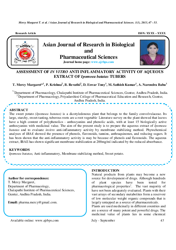 (PDF) ASSESSMENT OF IN VITRO ANTI INFLAMMATORY ACTIVITY OF AQUEOUS ...