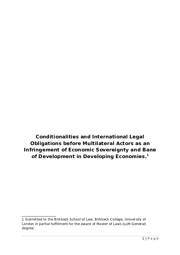 (DOC) Conditionalities and International Legal Obligations before ...