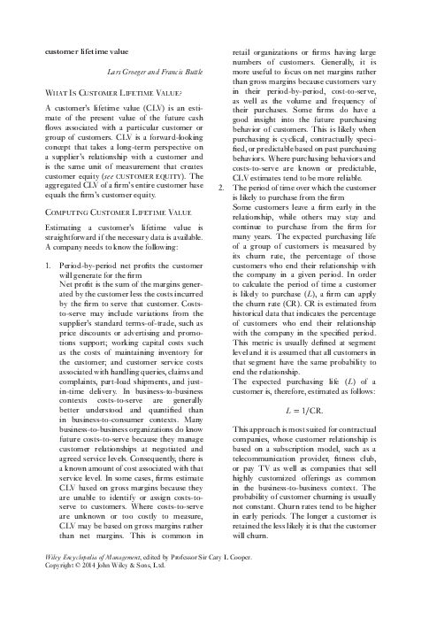 (PDF) What is Customer Lifetime Value?