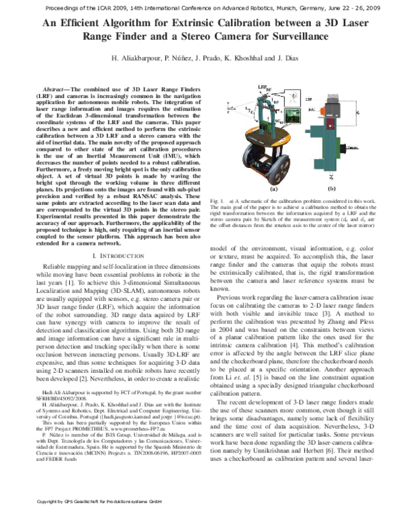 (PDF) An efficient algorithm for extrinsic calibration between a 3D ...