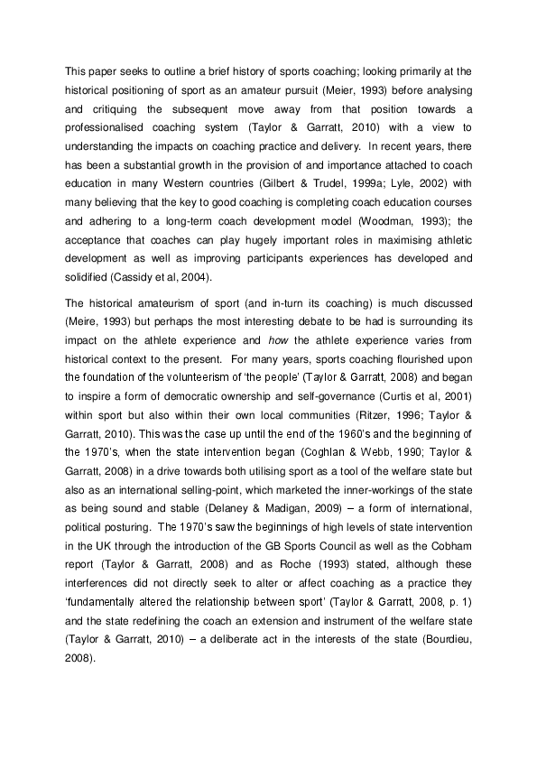 (PDF) An analysis of the Professionalisation of Sports Coaching and UK