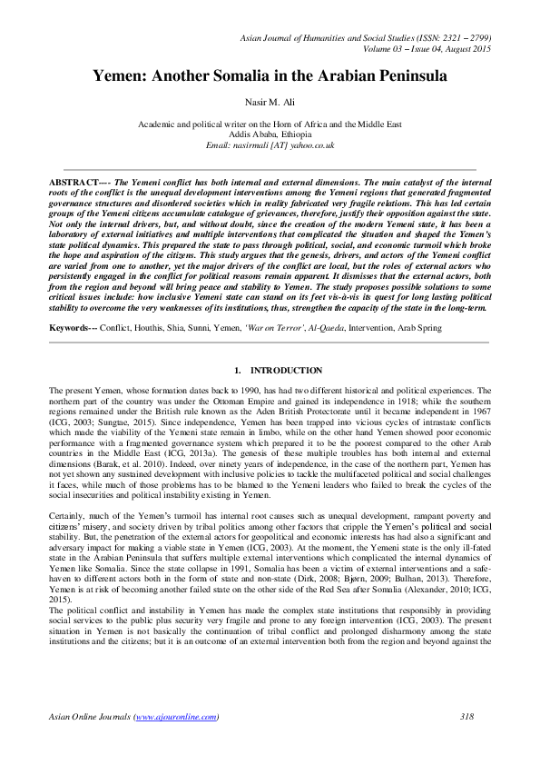 Yemen: Another Somalia in the Arabian Peninsula