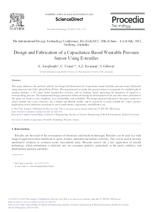 (PDF) Design and Fabrication of a Capacitance Based Wearable Pressure ...