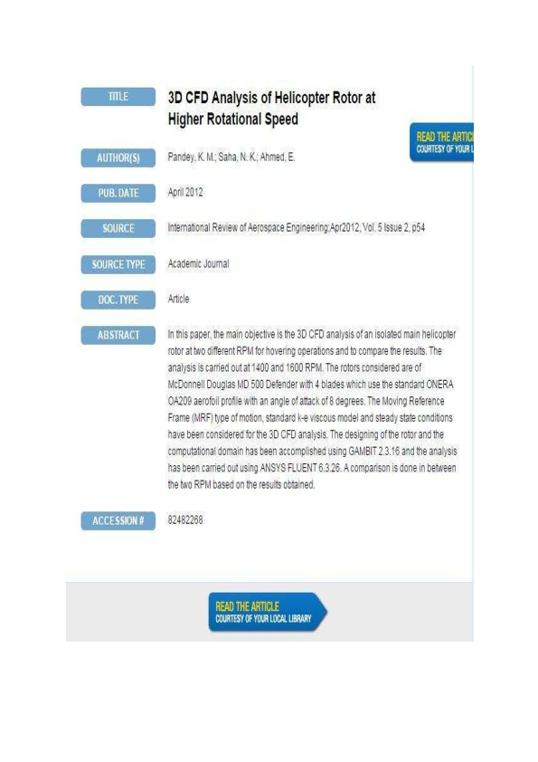(PDF) 3D CFD Analysis of Helicopter Rotor at Higher Rotational Speed.